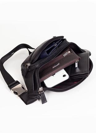 Мужская сумка на пояс karya 0201-45 кожаная черная