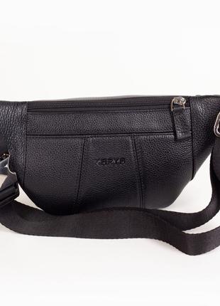 Мужская сумка на пояс karya 0201-45 кожаная черная