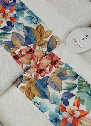 Набор махровых полотенец 3 шт в подарочной коробке dantela турция вставка из сатина 02