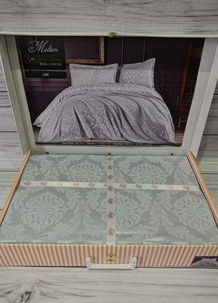 Жакардове покривало люкс з оксамитом 240х240см з наволочками karina home