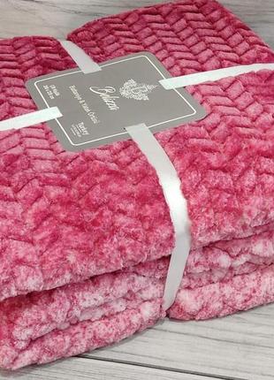Плед мікрофібра євро розмір 200 на 220 см belizza home малиновий
