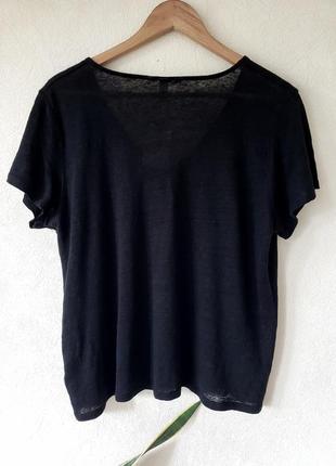 Льняная 100 % лен черная базовая футболка h&amp;m3 фото