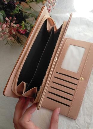Стильный женский кошелек портмоне коричневый9 фото
