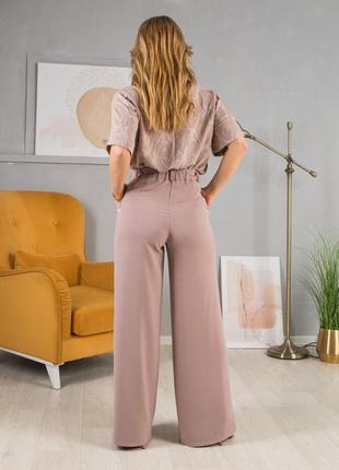 Бежеві кльошні жіночі довгі штани палаццо бежевого кольору великі розміри 46, 48, 50, 52, 546 фото