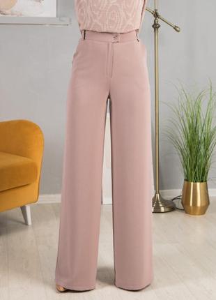 Бежеві кльошні жіночі довгі штани палаццо бежевого кольору великі розміри 46, 48, 50, 52, 542 фото