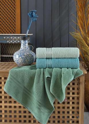 Набір  рушників 70 на 140 см в упаковці 3 шт gulcan туреччина зелений