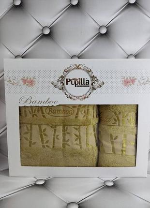 Набір бамбукових рушників 2 шт в коробці pupilla зелений2 фото