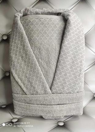 Мужской халат махровый и полотенце 50 на 90 см pupilla универсальный размер кофейный1 фото