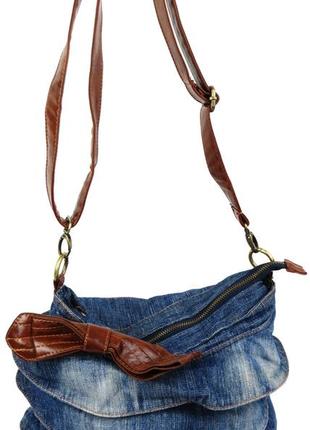 Женская джинсовая сумка fashion jeans bag синяя2 фото