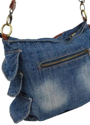 Женская джинсовая сумка fashion jeans bag синяя5 фото