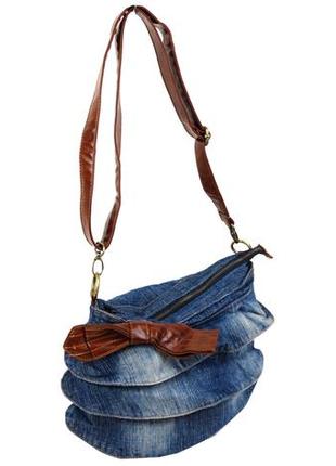 Женская джинсовая сумка fashion jeans bag синяя3 фото