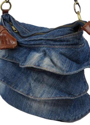 Женская джинсовая сумка fashion jeans bag синяя6 фото