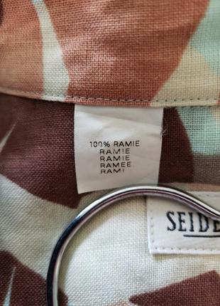 Люксовая редкая винтажная удлиненная  рубашка блуза из  элитного текстиля материала  100 % крaпивы ramie seidensticker10 фото