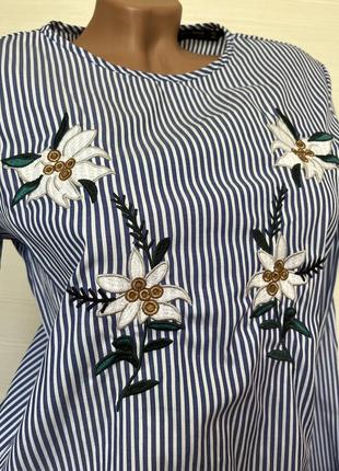 Блуза туника с вышивкой от zara basic xxs-xs