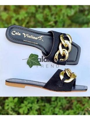 Итальянские кожаные шлепки шлепанц с цепью 37 38 39 40 41 42 размер