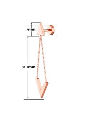 Крутые серьги штанга треугольник геометрия сережки рок медицинская сталь3 фото