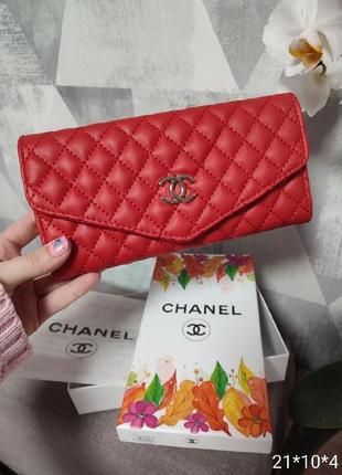 Кошелек женский конверт эко кожа с коробкой, кошелек женский в стиле chanel шаннель