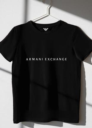 Женская футболка оверсайз oversize armani армани чёрная5 фото