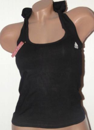 Спортивний жіночий чорний топ-майка adidas з капюшоном р. one seiz