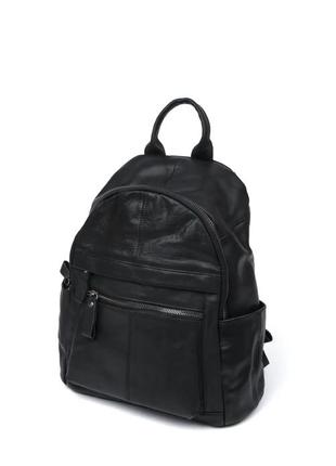 Кожаный рюкзак черный унисекс4 фото