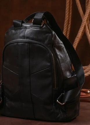 Кожаный рюкзак черный унисекс2 фото