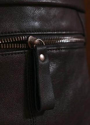 Кожаный рюкзак черный унисекс3 фото