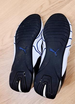 Кожаные кроссовки puma белые с черным и синим декором., размер 37.10 фото