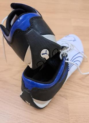 Кожаные кроссовки puma белые с черным и синим декором., размер 37.4 фото