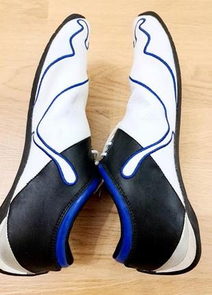Кожаные кроссовки puma белые с черным и синим декором., размер 37.9 фото