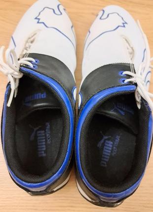 Кожаные кроссовки puma белые с черным и синим декором., размер 37.3 фото