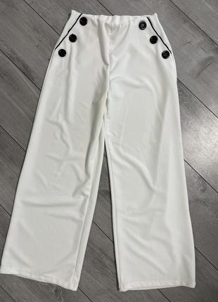 Белые брюки, летние брюки, палаццо, кюлоты широкие брюки, трубы