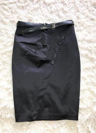 Чёрная атласная юбка бренд zay clothing5 фото