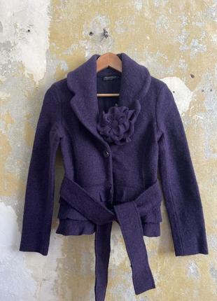 Вінтажний італійський авангардний шерстяний жакет rinascimento з 2000s з трендовий квіткою marithe francois girbaud, custo barcelona