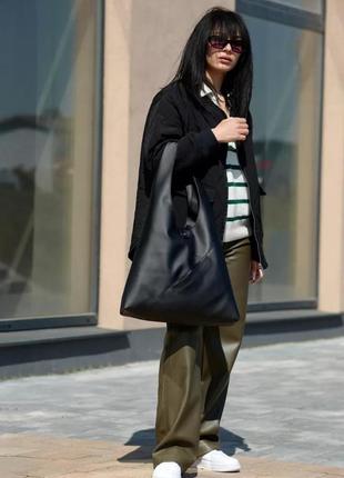 Женская сумка черная из экокожи5 фото