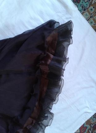 Шифоновая коричневая прозрачная юбка годе 8-клинка u:na миди длины6 фото