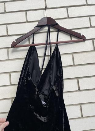 Бархатное черное платье мини zara10 фото