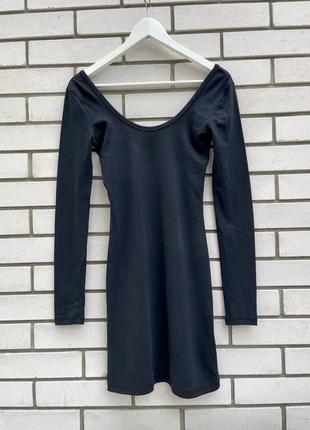 Черное стрейчевое платье мини хлопок маленький размер superdry7 фото