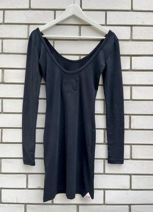 Черное стрейчевое платье мини хлопок маленький размер superdry5 фото
