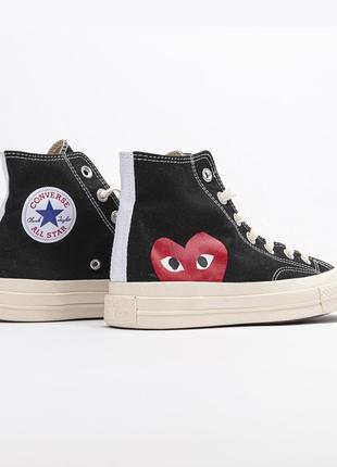 Женские высокие кеды comme des garcons play x converse5 фото