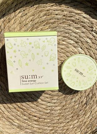 Люкс сонцезахисний кушон sum: 37 time energy sweet sun cushion spf 32/pa++(2 запаски в коробці)