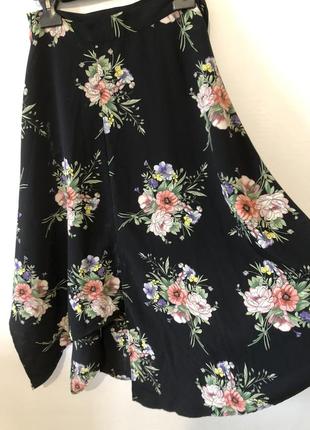 Спідниця topshop асиметрична міді принт квіти