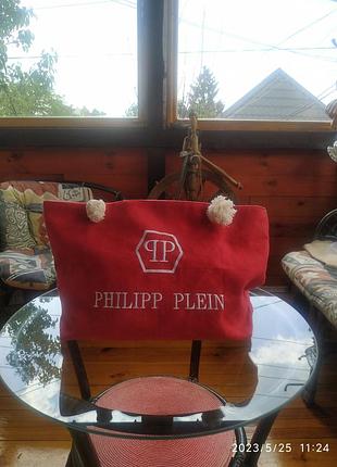 Сумка шоппер,пляжная с лого philip plein