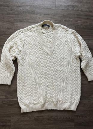 Свитер, пуловер zara knit m, оверсайз, молочный5 фото