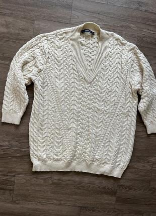 Светр, пуловер zara knit m, оверсайз, молочний