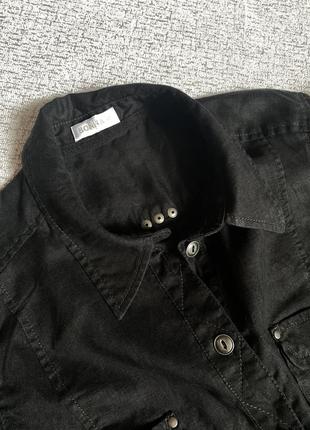 Сорочка лляна жіноча чорна сорочка льон рубашка чорна льон bonita - l,xl2 фото