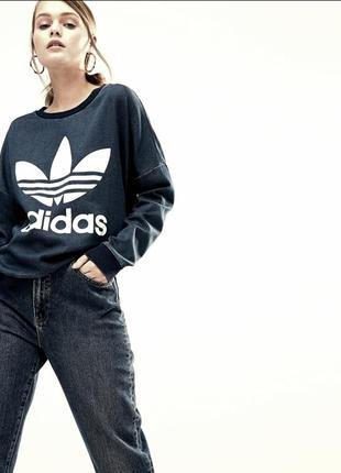 Толстовка/світшот денім adidas originals з логотипом у вигляді трилисток