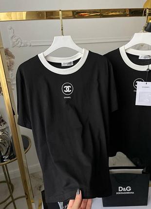 Футболка в стиле chanel черная коттон