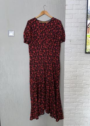 Довга асиметрична сукня плаття максі у квітковий принт великого розміру батал primark, xxxxl 56-58р3 фото