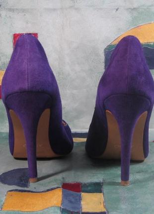 Синие фиолетовые туфли туфлы лодочки на каблуке aldo размер 40 41 каблук 11 см4 фото
