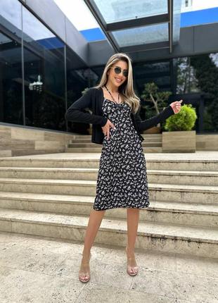 Костюм платье+кофта-рубчик, мокко, зеленый, красный, черный, белый+ пудра, синий+молочный